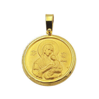 Κωνσταντινάτο-Παναγία διπλής όψεως χρυσό 14Κ KWS5002P - Image 2