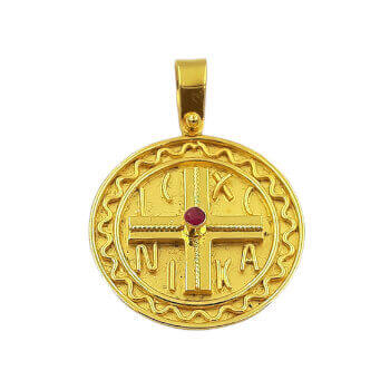 Κωνσταντινάτο-Παναγία διπλής όψεως χρυσό 14Κ KWS5002P