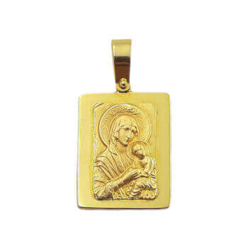 Κωνσταντινάτο-Παναγία διπλής όψεως χρυσό 14Κ - Image 2