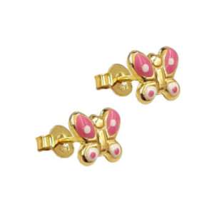 Σκουλαρίκια πεταλούδες από χρυσό 14Κ με σμάλτο YSPS5005