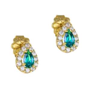 Σκουλαρίκια ροζέτα δάκρυ σε χρυσό 14Κ YSRT5008P