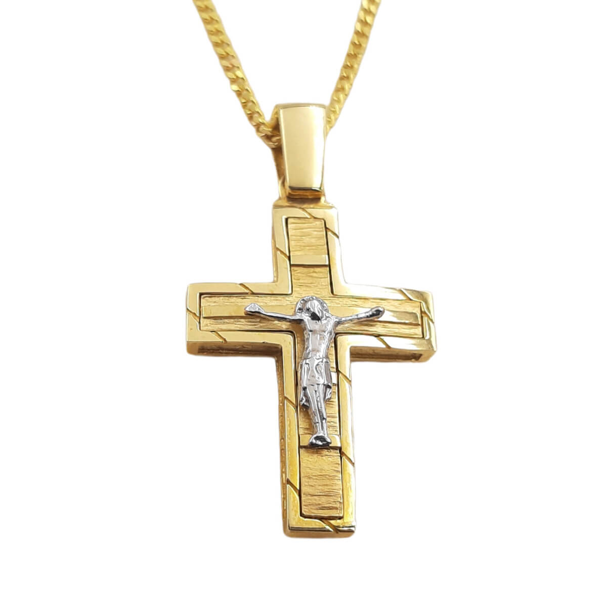 Σταυρός διπλής όψεως χρυσό & λευκό χρυσό 14Κ YWST5100