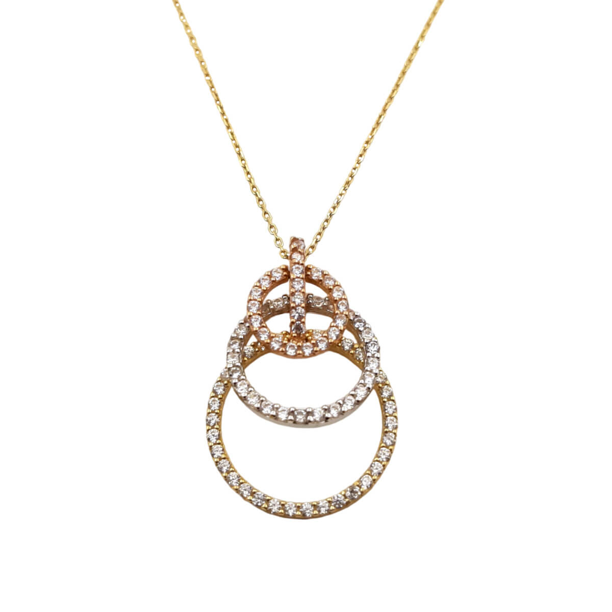 Κολιέ τρίχρωμο σε χρυσό 14Κ με ζιργκόν RKS5091