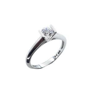 Δαχτυλίδι μονόπετρο λευκό χρυσό 14Κ με ζιργκόν WDMS5023A