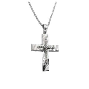 Σταυρός από λευκό χρυσό 14Κ με ζιργκόν WSTS5102