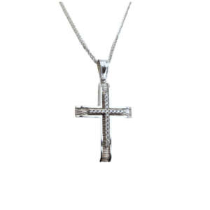 Σταυρός από λευκό χρυσό 14Κ με ζιργκόν WSTS5105