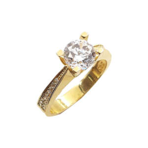 Δαχτυλίδι μονόπετρο από χρυσό 14Κ με ζιργκόν YDMS5105A
