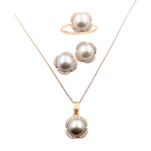 Σετ κοσμημάτων σε ροζ χρυσό 14Κ με μαργαριτάρια RSKS5042A