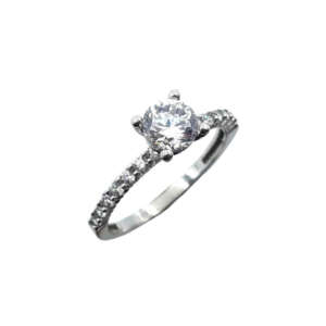 Δαχτυλίδι μονόπετρο λευκό χρυσό 14Κ με ζιργκόν WDMS5028