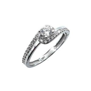 Δαχτυλίδι μονόπετρο λευκό χρυσό 14Κ με ζιργκόν WDMS5030