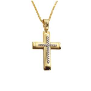 Σταυρός από χρυσό 14Κ με ζιργκόν YSTS5034Β