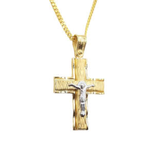 Σταυρός διπλής όψεως από χρυσό 14Κ YWST5129B