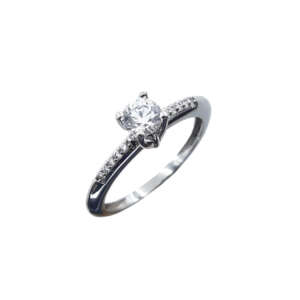 Δαχτυλίδι μονόπετρο λευκό χρυσό 14Κ με ζιργκόν WDMS5039