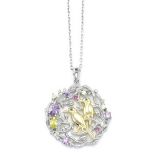 Κολιέ ασημένιο 925⁰ "Birds in the Bush" KS9002S