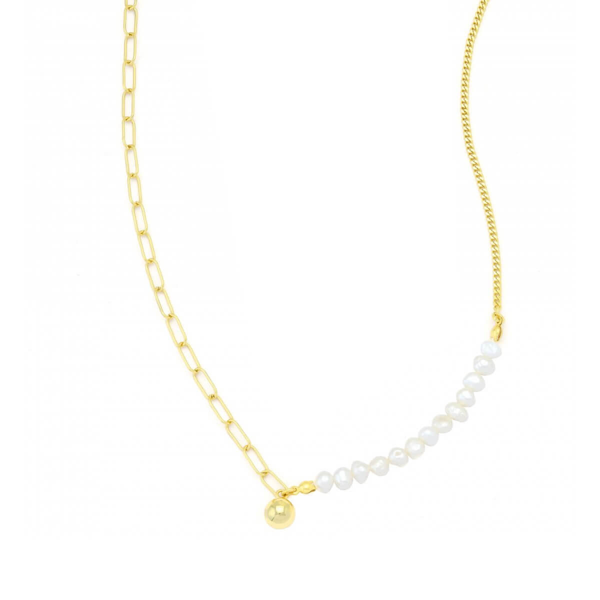 Κολιέ "Tiny Ball & Pearls" επιχρυσωμένο ασημένιο 925⁰ KS9016S
