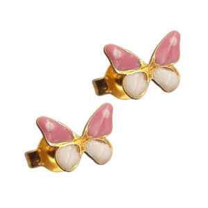 Σκουλαρίκια πεταλούδες από χρυσό 14Κ με σμάλτο YSPS5006