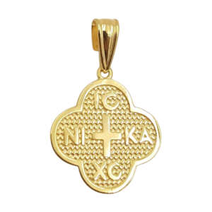 Κωνσταντινάτο διπλής όψεως χρυσό 14Κ με ζιργκόν KWS5415B