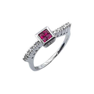 Δαχτυλίδι σε λευκό χρυσό 18Κ με ρουμπίνια & διαμάντια WDS7351