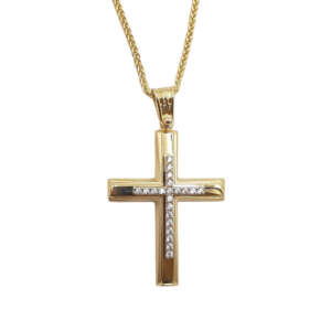 Σταυρός από χρυσό 14Κ με ζιργκόν YSTS5046Β