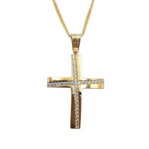 Σταυρός από χρυσό 14Κ με ζιργκόν YSTS5067Β