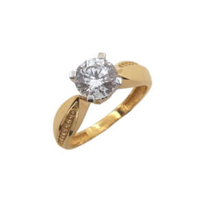Δαχτυλίδι μονόπετρο από χρυσό 14Κ με ζιργκόν YWDMS5215