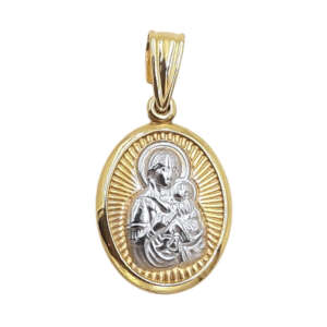 Παναγία-Κωνσταντινάτο διπλής όψεως χρυσό 14Κ YWFP5108B