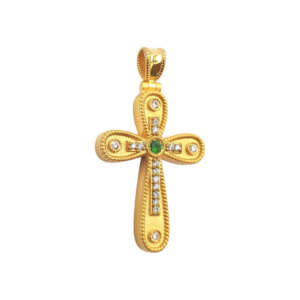 Σταυρός "Βυζαντινός" σε χρυσό 18Κ με Σμαράγδι & διαμάντια ΥSTS7751