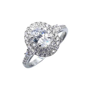 Δαχτυλίδι ροζέτα από λευκό χρυσό 14Κ με ζιργκόν WDRW5155P