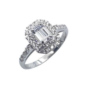 Δαχτυλίδι ροζέτα από λευκό χρυσό 14Κ με ζιργκόν WDRW5156P