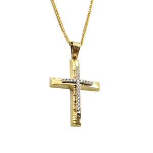 Σταυρός από χρυσό 14Κ με ζιργκόν YSTS5053Β