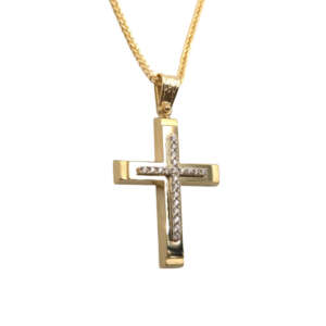 Σταυρός από χρυσό 14Κ με ζιργκόν YSTS5057Β