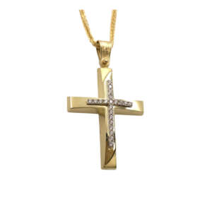 Σταυρός από χρυσό 14Κ με ζιργκόν YSTS5059Β