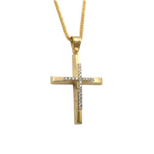 Σταυρός από χρυσό 14Κ με ζιργκόν YSTS5084Β