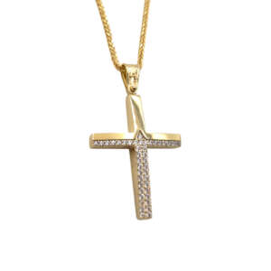 Σταυρός από χρυσό 14Κ με ζιργκόν YSTS5090Β