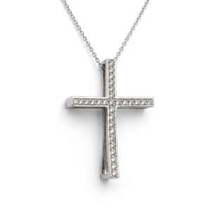 Σταυρός σε λευκό χρυσό 18Κ με διαμάντια WSTS7802
