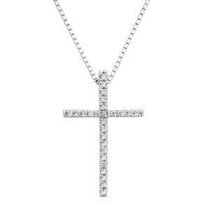 Σταυρός σε λευκό χρυσό 18Κ με διαμάντια WSTS7803